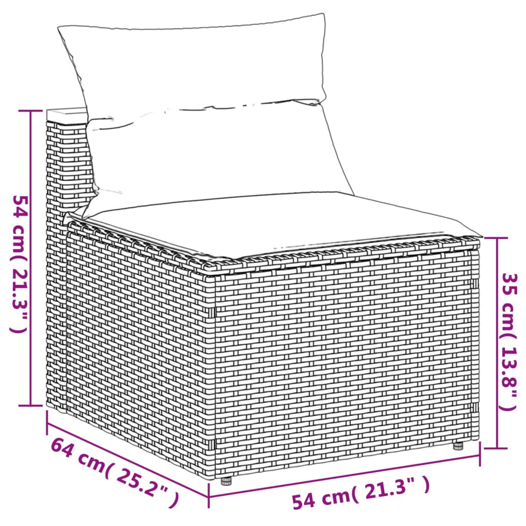 vidaXL Vrtne sofe bez naslona za ruke i jastuci 2 kom sive poliratan