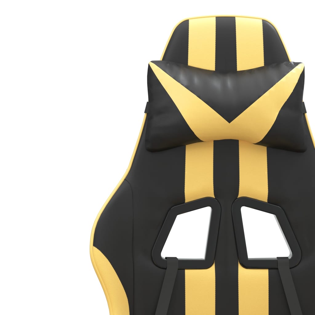 vidaXL Okretna igraća stolica s osloncem crno-zlatna od umjetne kože