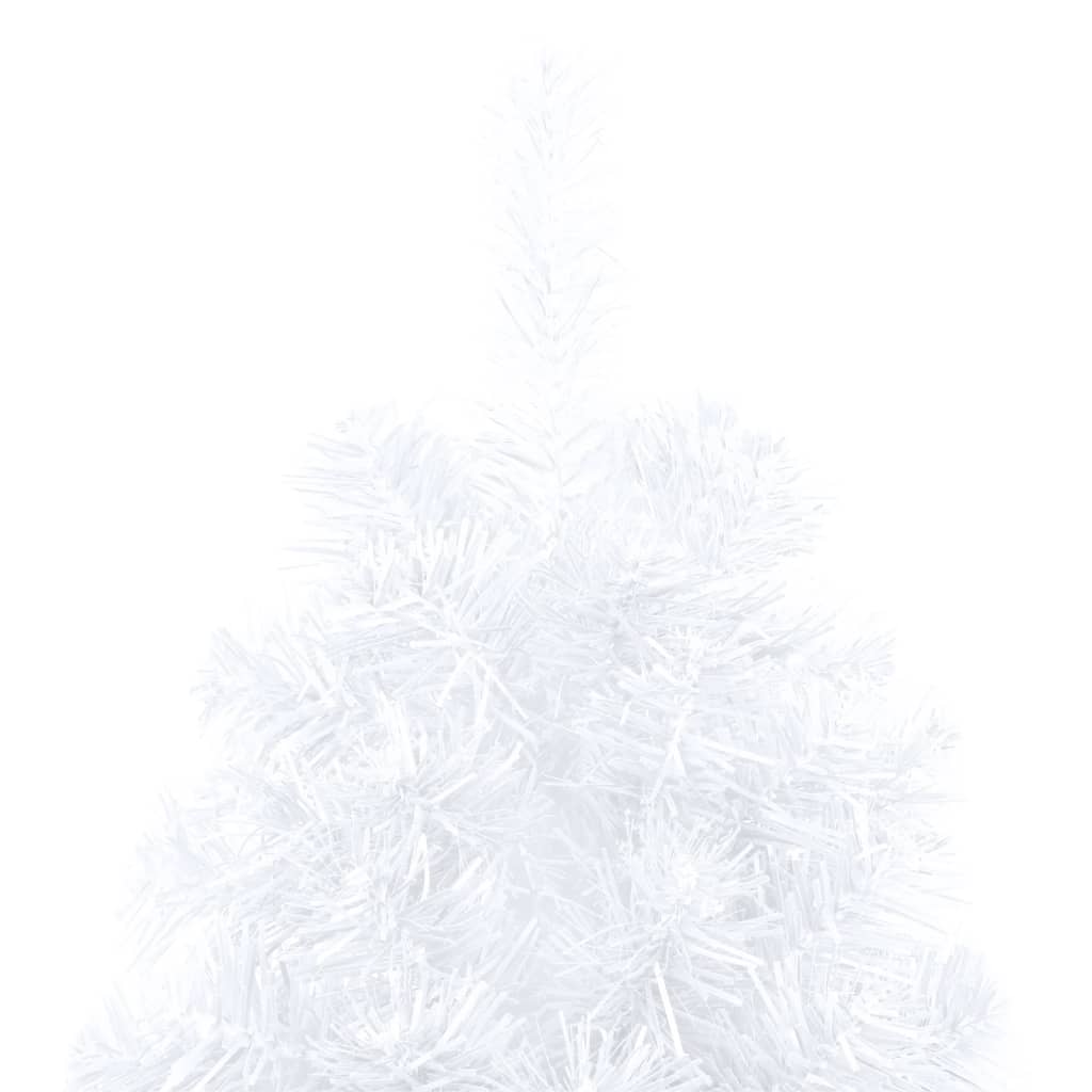 vidaXL Umjetna osvijetljena polovica božićnog drvca bijela 180 cm PVC