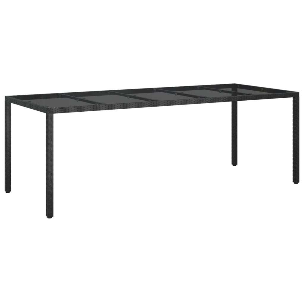 vidaXL Vrtni stol crni 250x100x75 cm od kaljenog stakla i poliratana