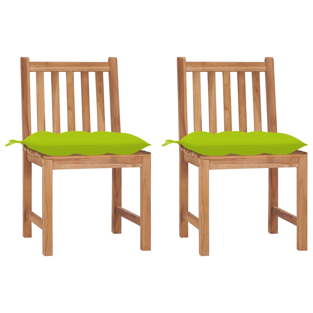 vidaXL Vrtne stolice s jastucima 2 kom od masivne tikovine