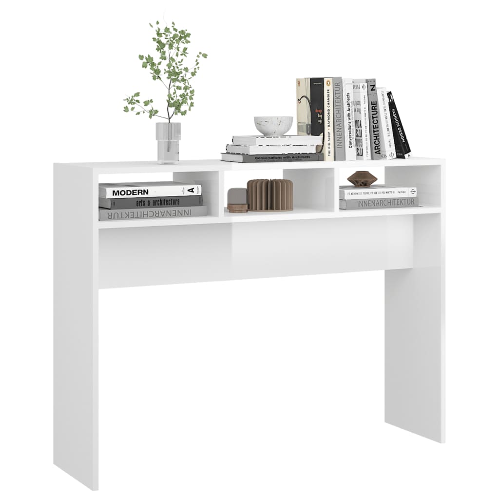 vidaXL Konzolni stol visoki sjaj bijeli 105 x 30 x 80 cm od iverice