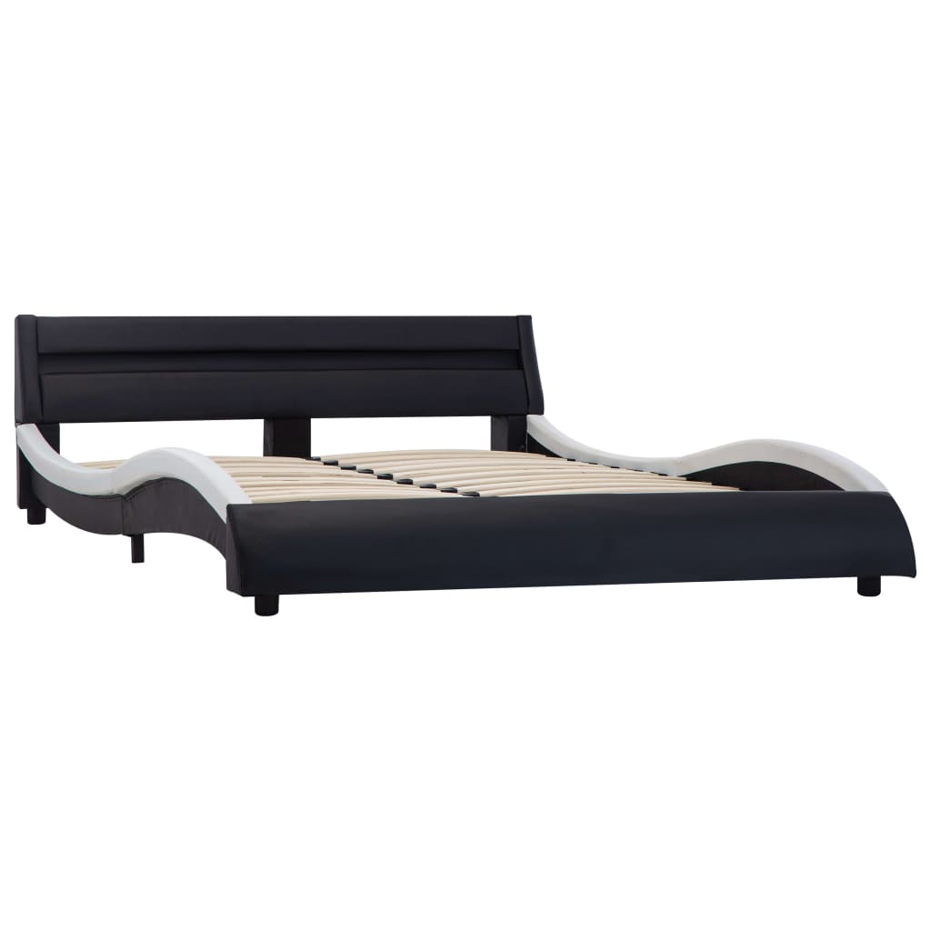 vidaXL Okvir za krevet od umjetne kože LED crno-bijeli 160 x 200 cm