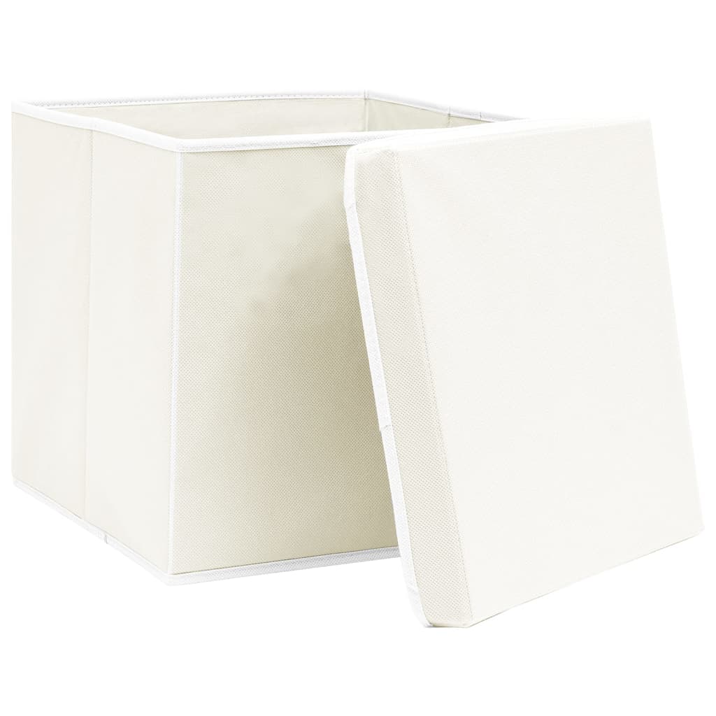 vidaXL Kutije za pohranu s poklopcima 4 kom bijele 32x32x32 cm tkanina