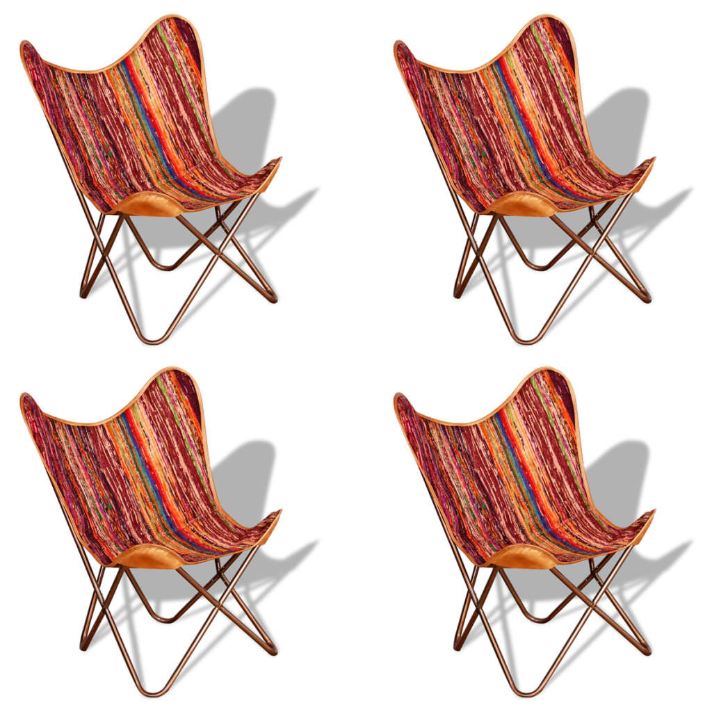 vidaXL Leptir-stolice 4 kom višebojne od tkanine chindi