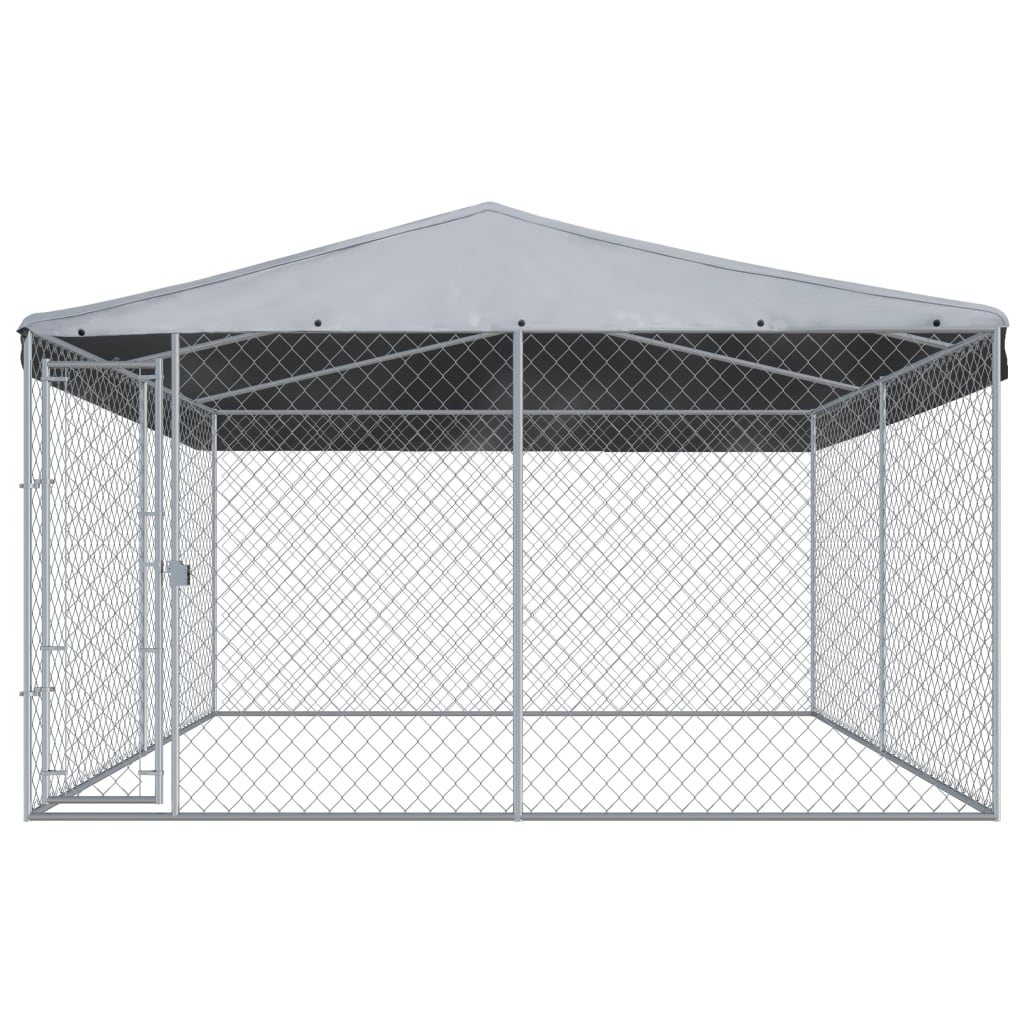 vidaXL Vanjski kavez za pse s krovom 382x382x225 cm