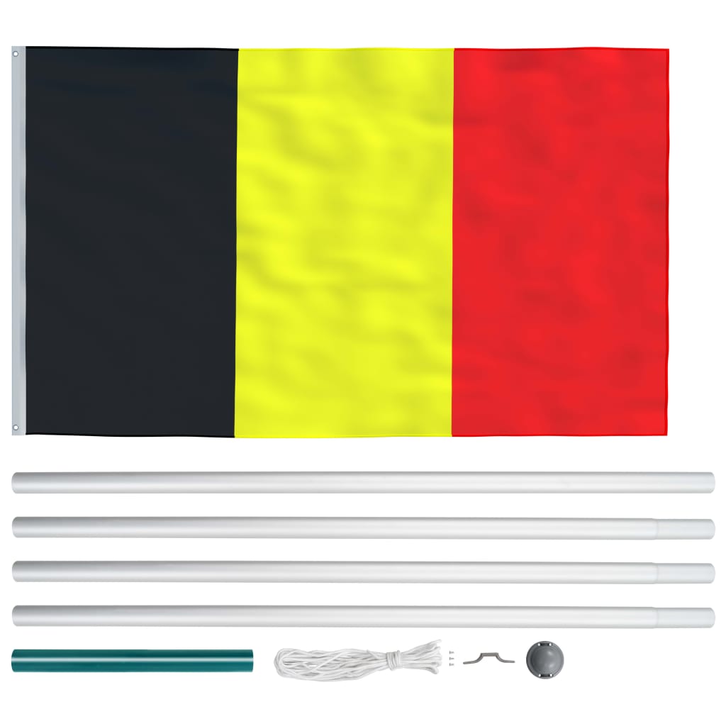 vidaXL Belgijska zastava s aluminijskim stupom 6,2 m