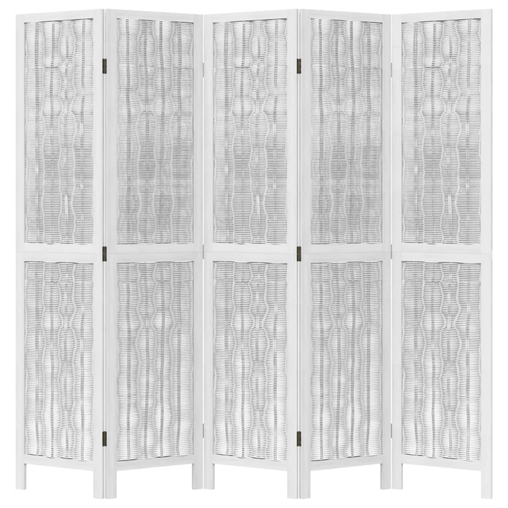 vidaXL Sobna pregrada s 5 panela bijela od masivnog drva paulovnije