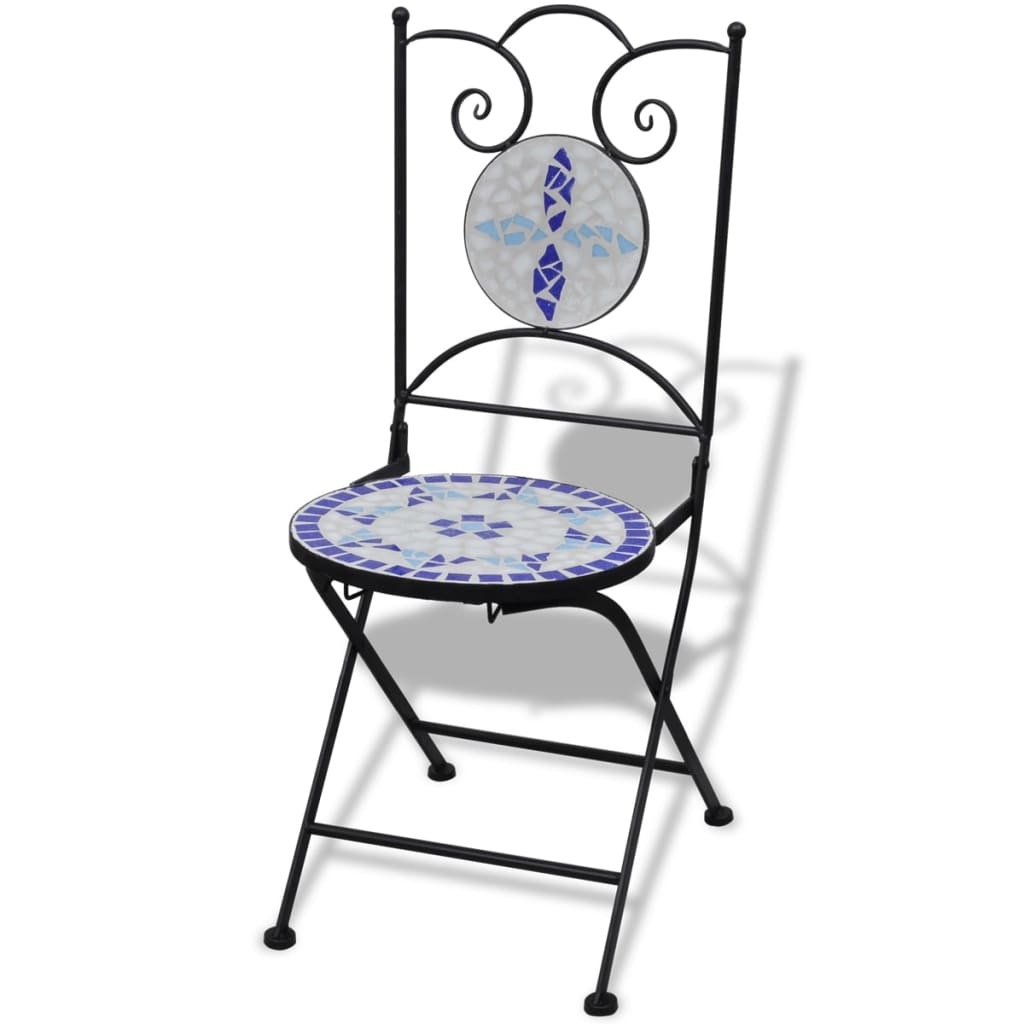 vidaXL Sklopive bistro stolice 2 kom keramičke plavo-bijele