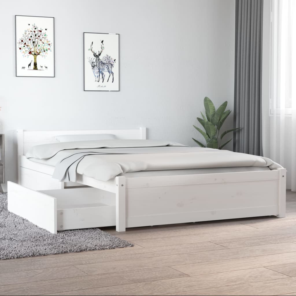 vidaXL Okvir za krevet s ladicama bijeli 120 x 190 cm mali bračni