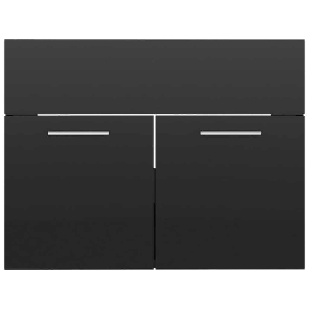 vidaXL 2-dijelni set kupaonskog namještaja visoki sjaj crni drveni