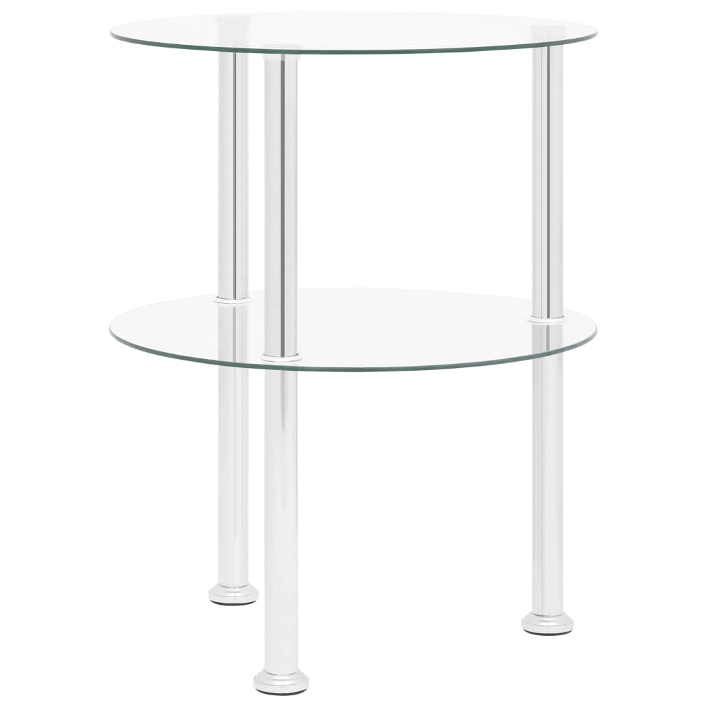 vidaXL Bočni stolić s 2 razine prozirni 38 cm od kaljenog stakla