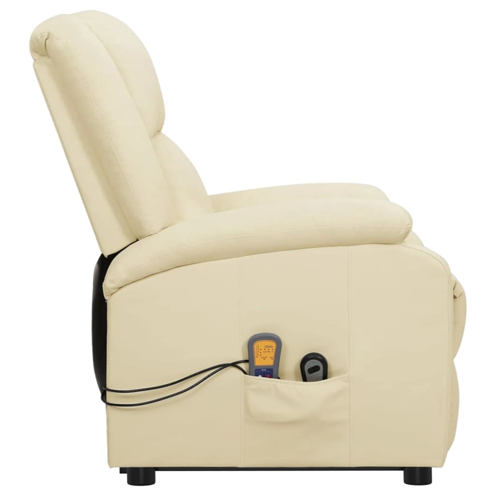 vidaXL Masažna fotelja na podizanje od umjetne kože krem