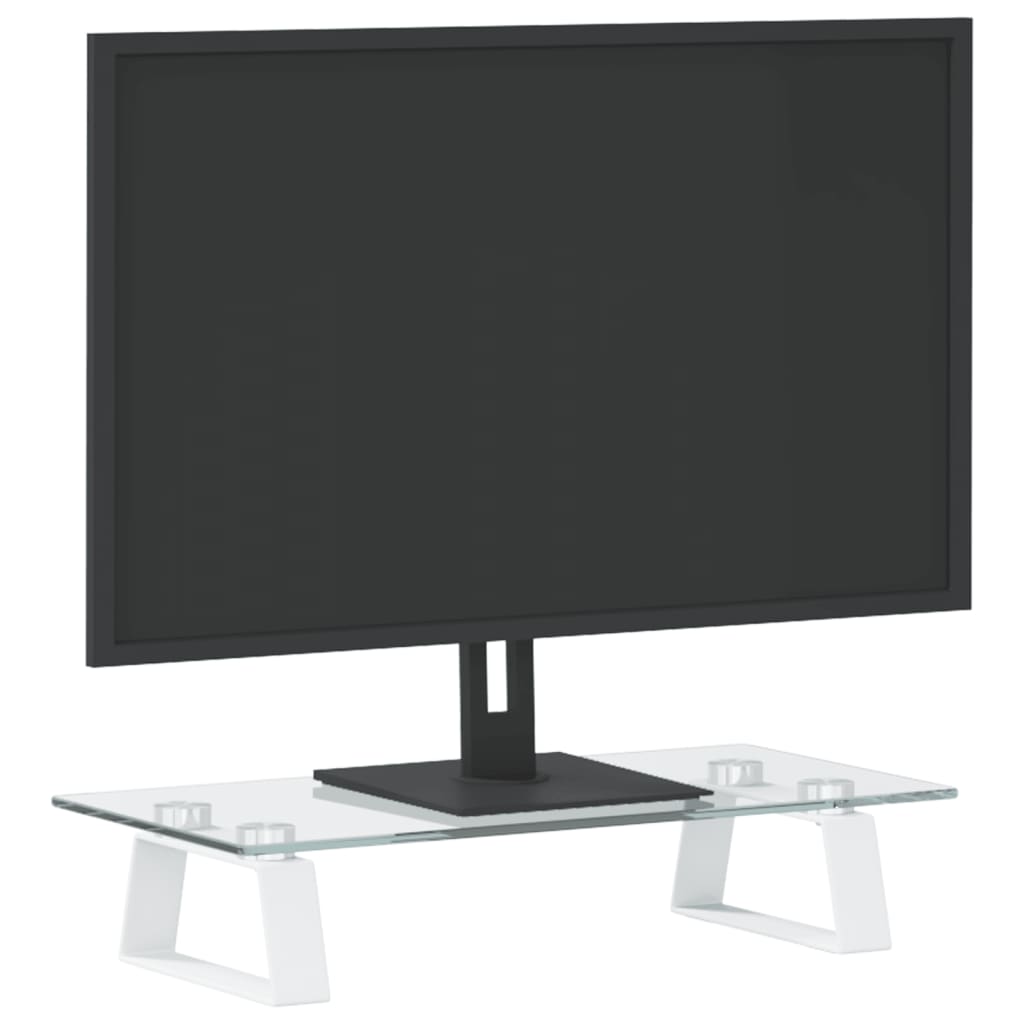 vidaXL Stalak za monitor bijeli 40 x 20 x 8 cm kaljeno staklo i metal