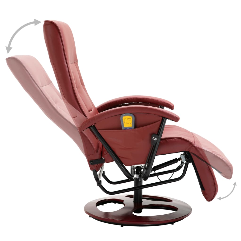 vidaXL Masažna fotelja od umjetne kože crvena boja vina