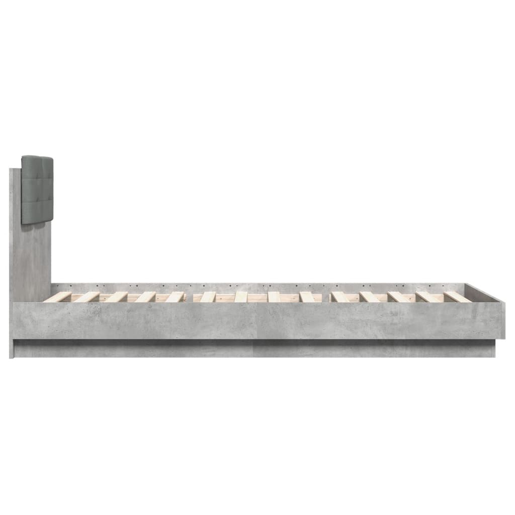 vidaXL Okvir kreveta s uzglavljem siva boja betona 90x200 cm drveni