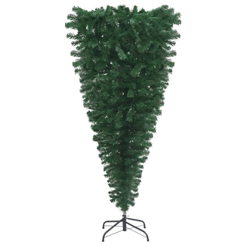 vidaXL Naopako umjetno osvijetljeno božićno drvce s kuglicama 210 cm
