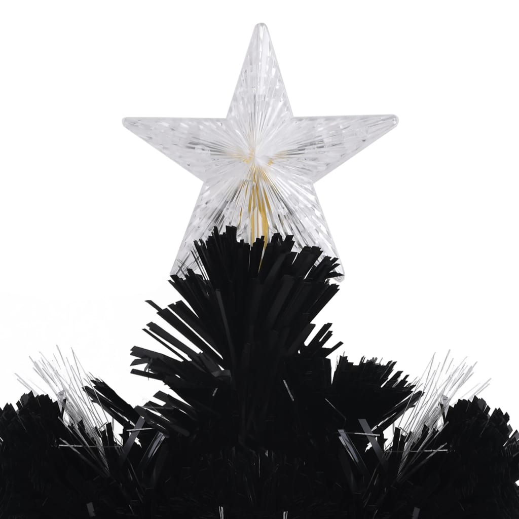 vidaXL Božićno drvce s LED pahuljama crno 240 cm od optičkih vlakana