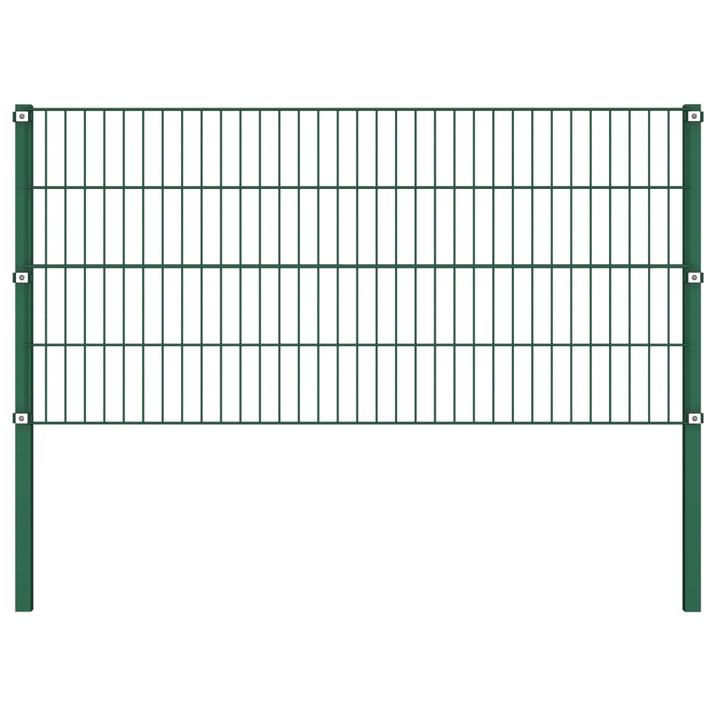 vidaXL Panel za ogradu sa stupovima željezni 15,3 m zeleni