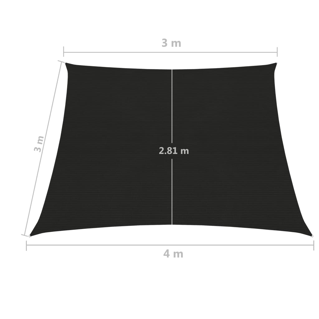 vidaXL Jedro za zaštitu od sunca 160 g/m² crno 3/4 x 3 m HDPE