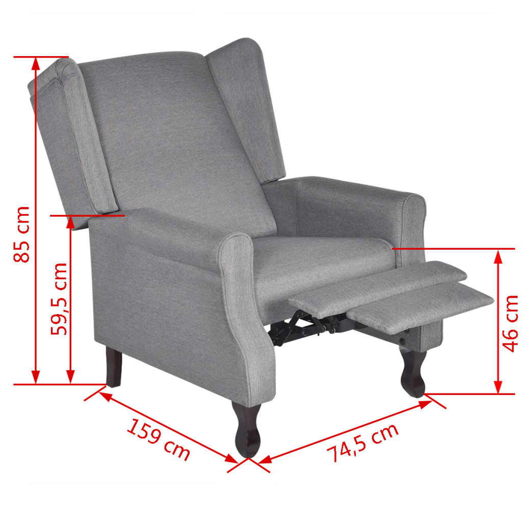 vidaXL Fotelja od tkanine siva