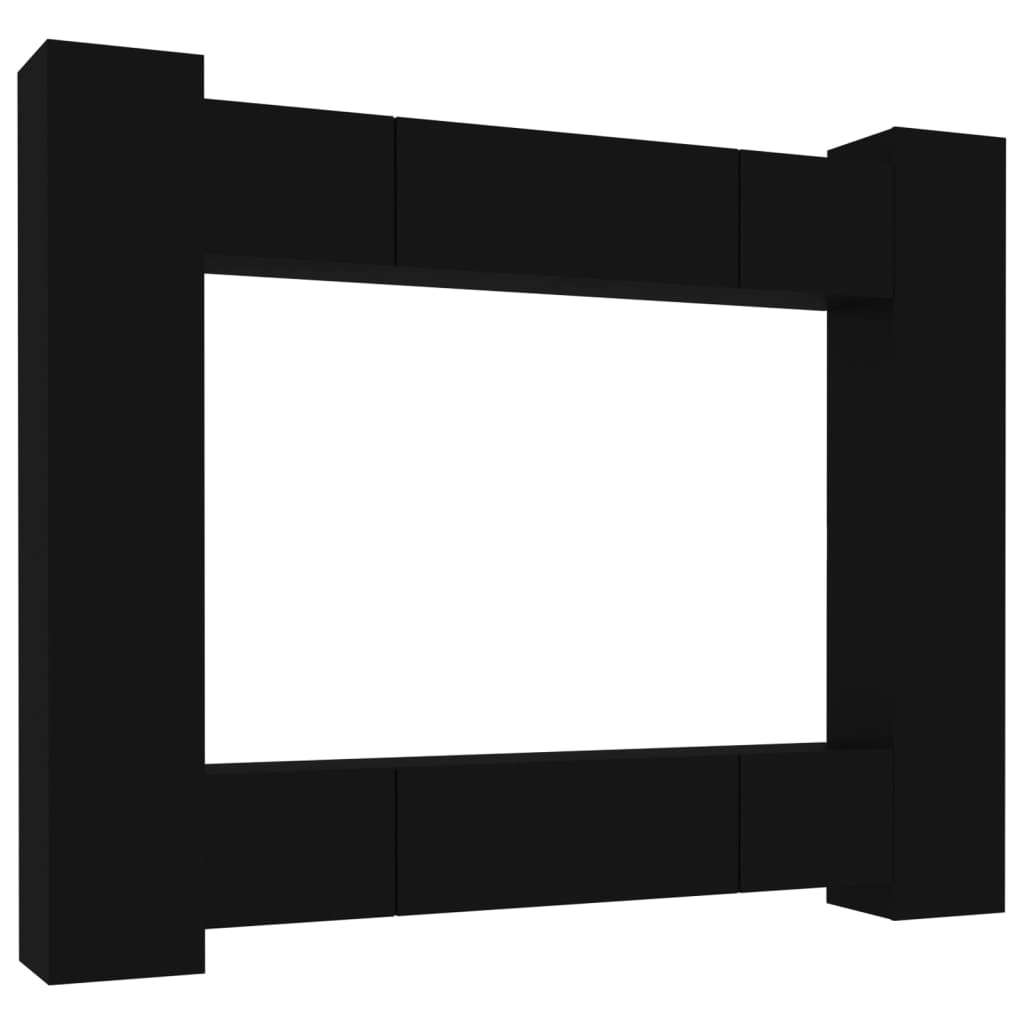 vidaXL 8-dijelni set TV ormarića crni od konstruiranog drva