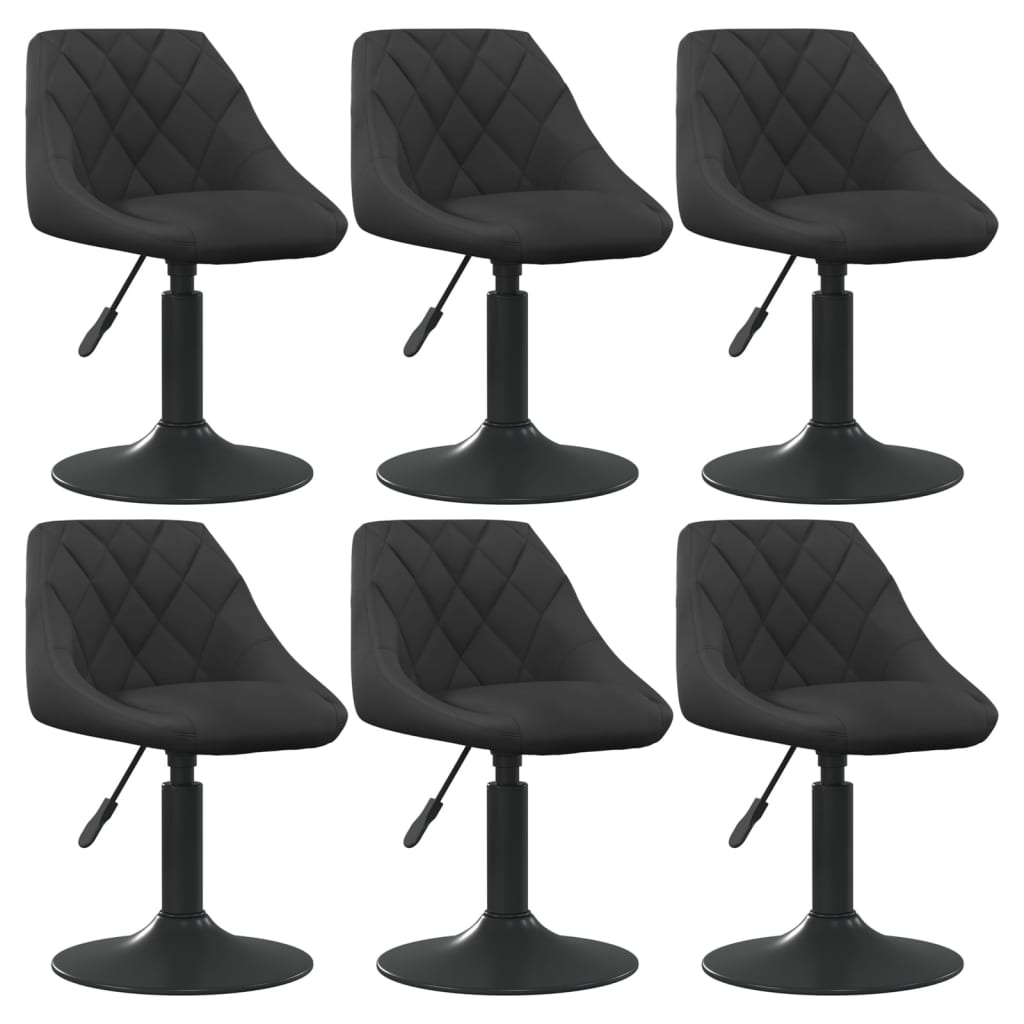 vidaXL Okretne blagovaonske stolice 6 kom crne baršunaste