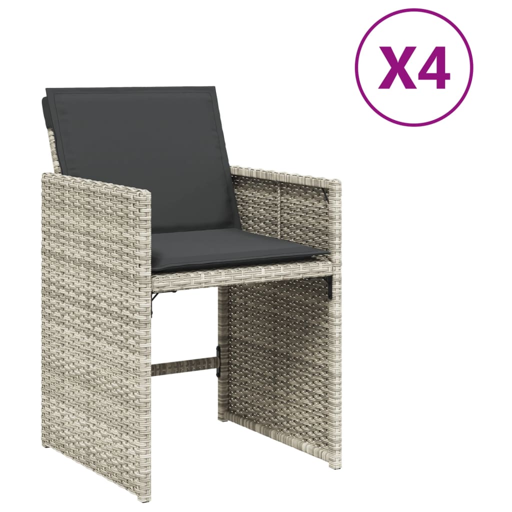 vidaXL Vrtne stolice s jastucima 4 kom od poliratana svjetlosive