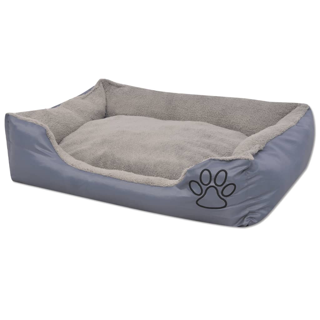 vidaXL Krevet za pse s podstavljenim jastukom veličina XL sivi