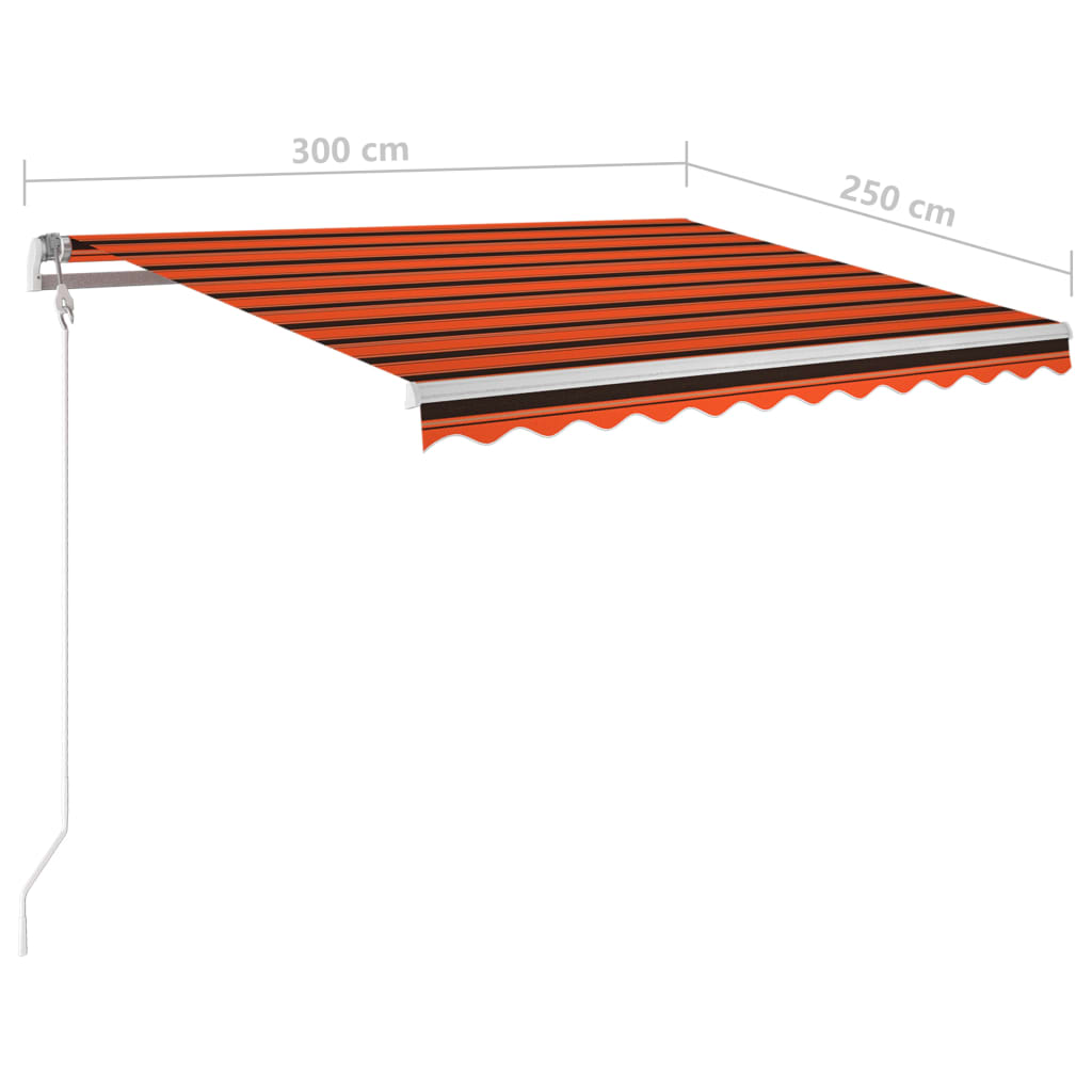 vidaXL Tenda na ručno uvlačenje 3 x 2,5 m narančasto-smeđa