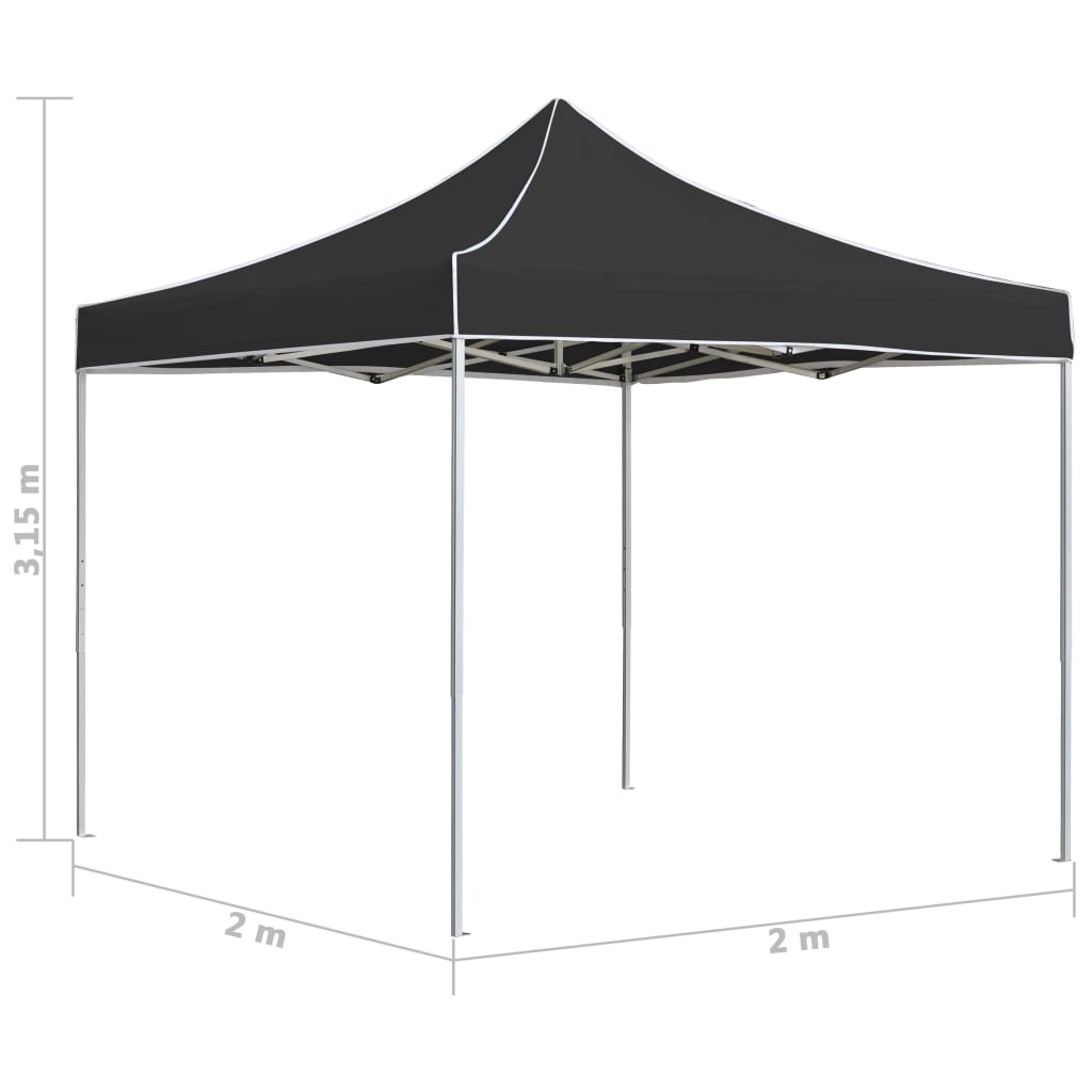 vidaXL Profesionalni sklopivi šator za zabave aluminij 2x2 m antracit