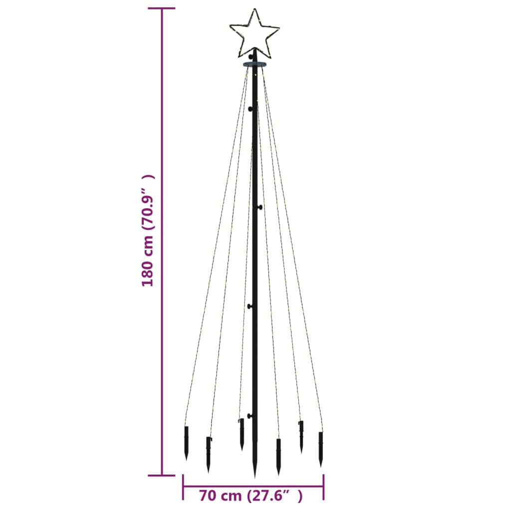 vidaXL Božićno drvce sa šiljkom i 108 LED šarene žarulje 180 cm