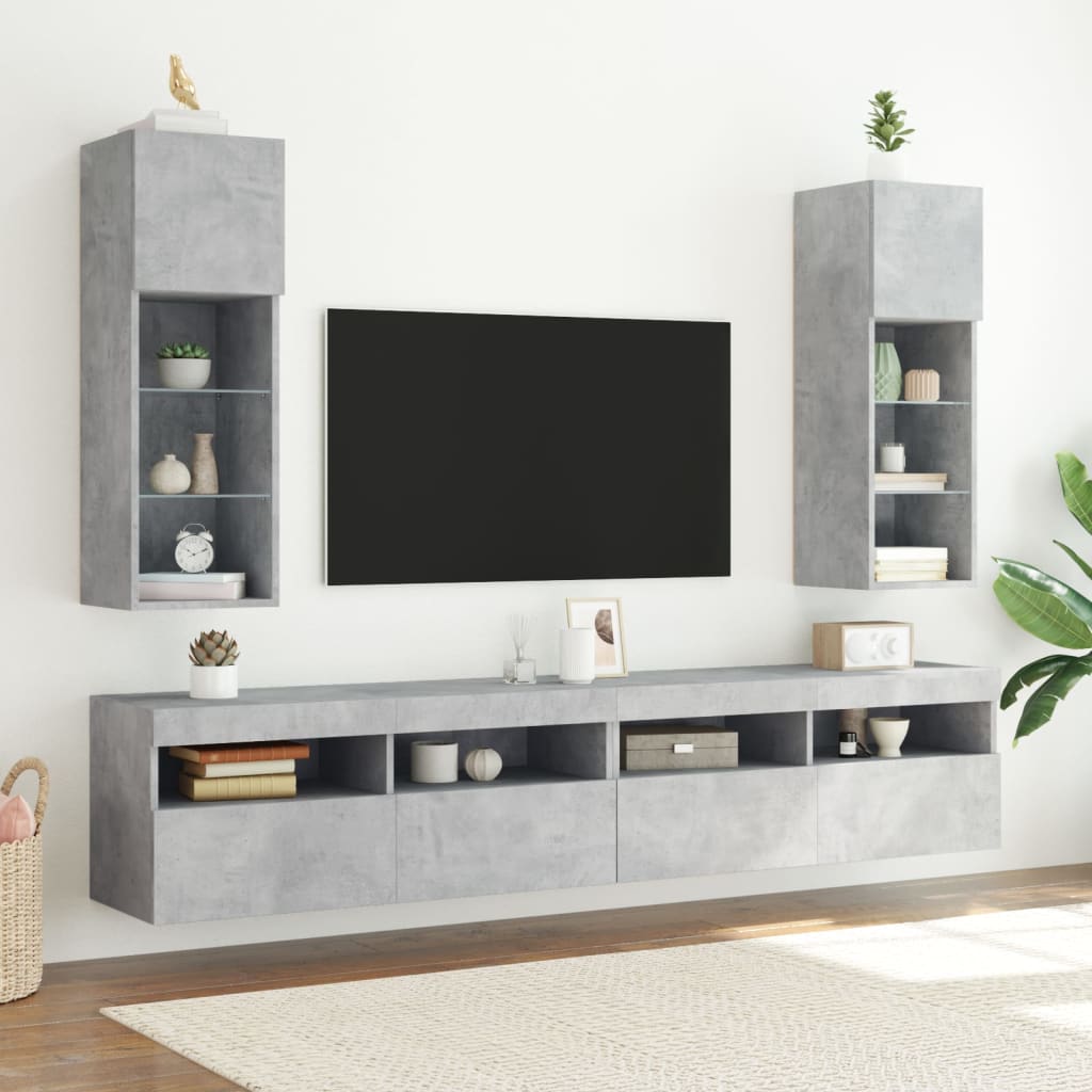 vidaXL TV ormarići s LED svjetlima 2 kom boja betona 30,5 x 30 x 90 cm