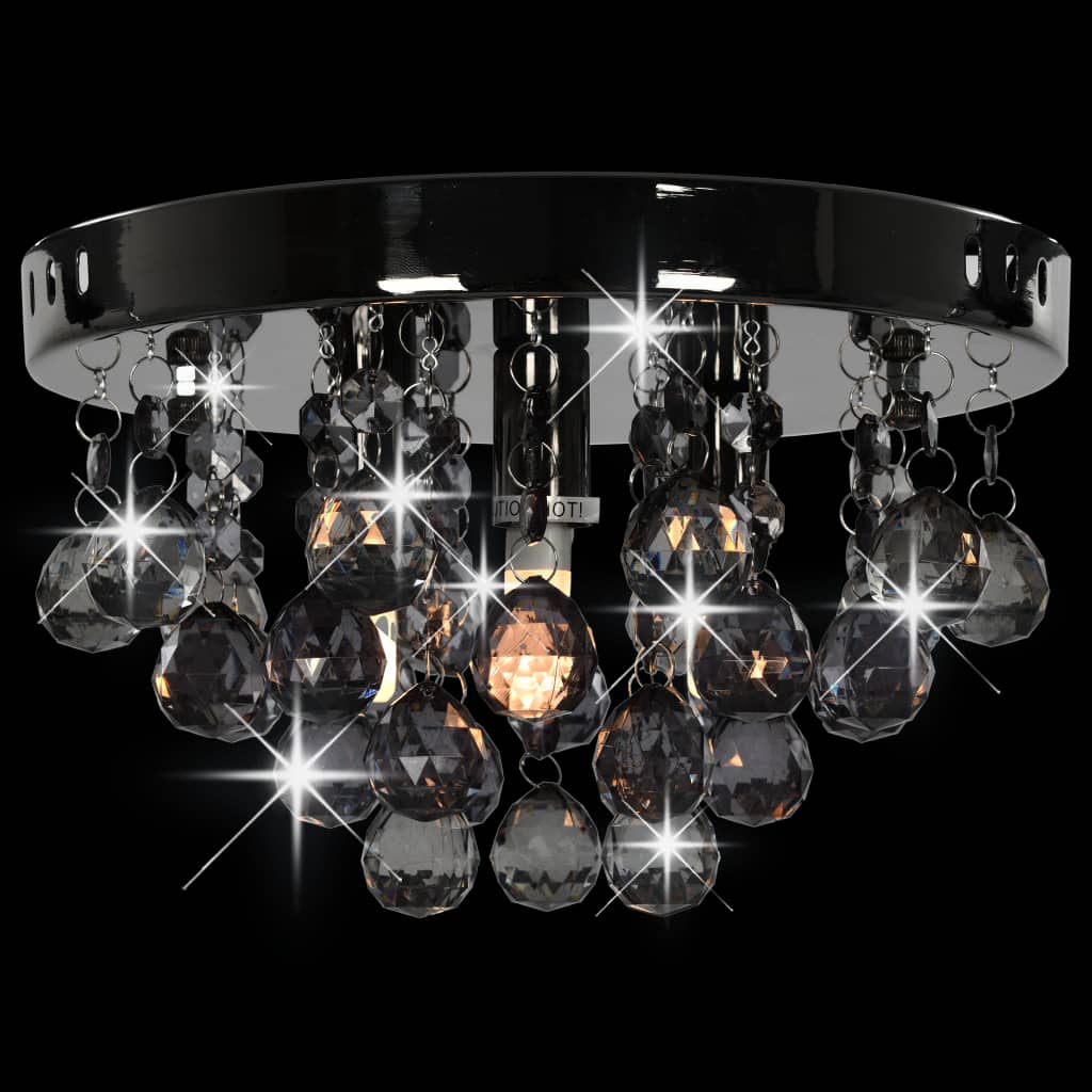 vidaXL Stropna svjetiljka sa zamagljenim perlama crna okrugla G9