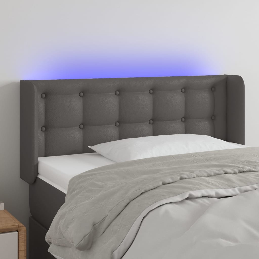 vidaXL LED uzglavlje sivo 93x16x78/88 cm od umjetne kože