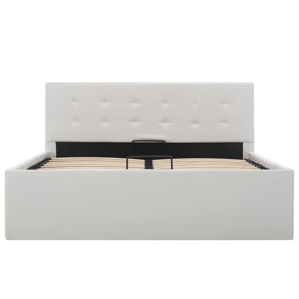 vidaXL Hidraulični okvir za krevet od umjetne kože bijeli 120 x 200 cm