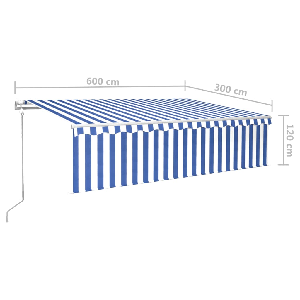vidaXL Automatska tenda na uvlačenje s roletom 6 x 3 m plavo-bijela