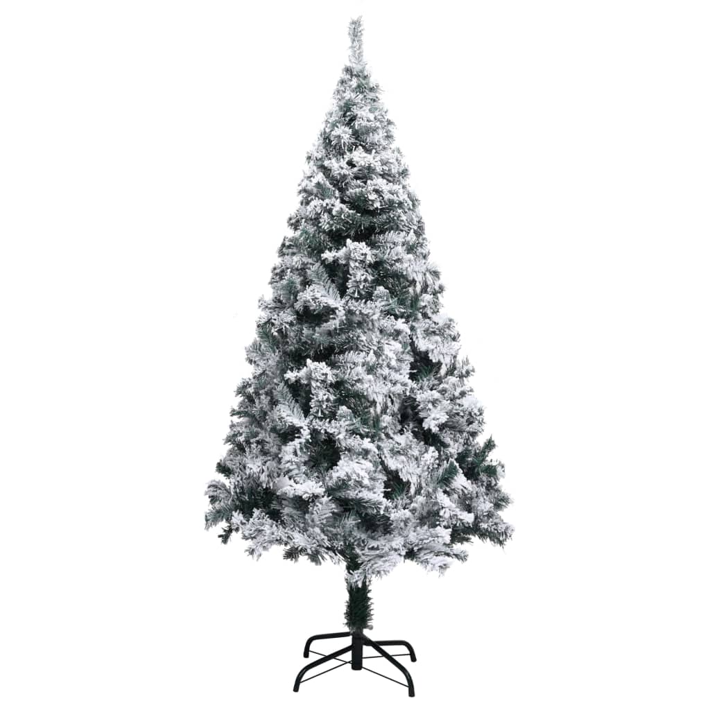 vidaXL Umjetno osvijetljeno božićno drvce sa snijegom zeleno 210 cm