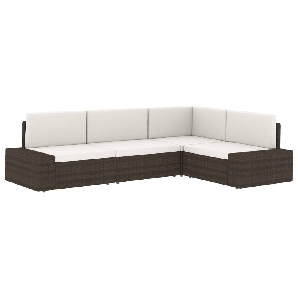 vidaXL Modularna srednja sofa od poliratana smeđa