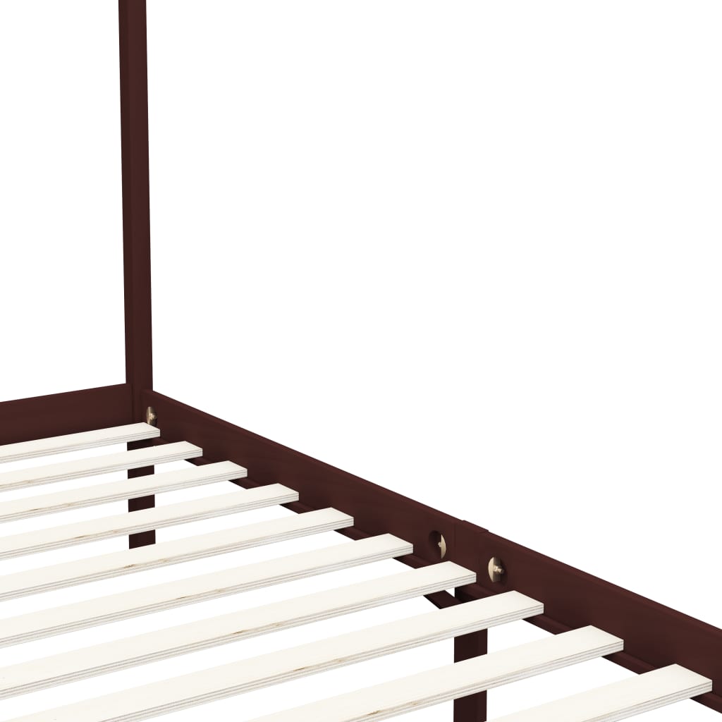 vidaXL Okvir za krevet s baldahinom od borovine tamnosmeđi 180x200 cm