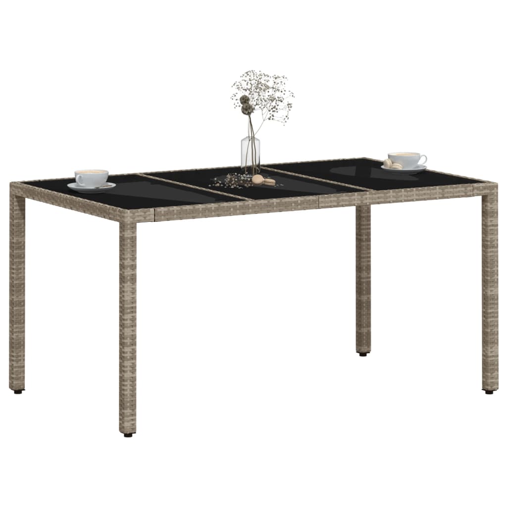 vidaXL Vrtni stol sa staklenom pločom sivi 150x90x75 cm od poliratana
