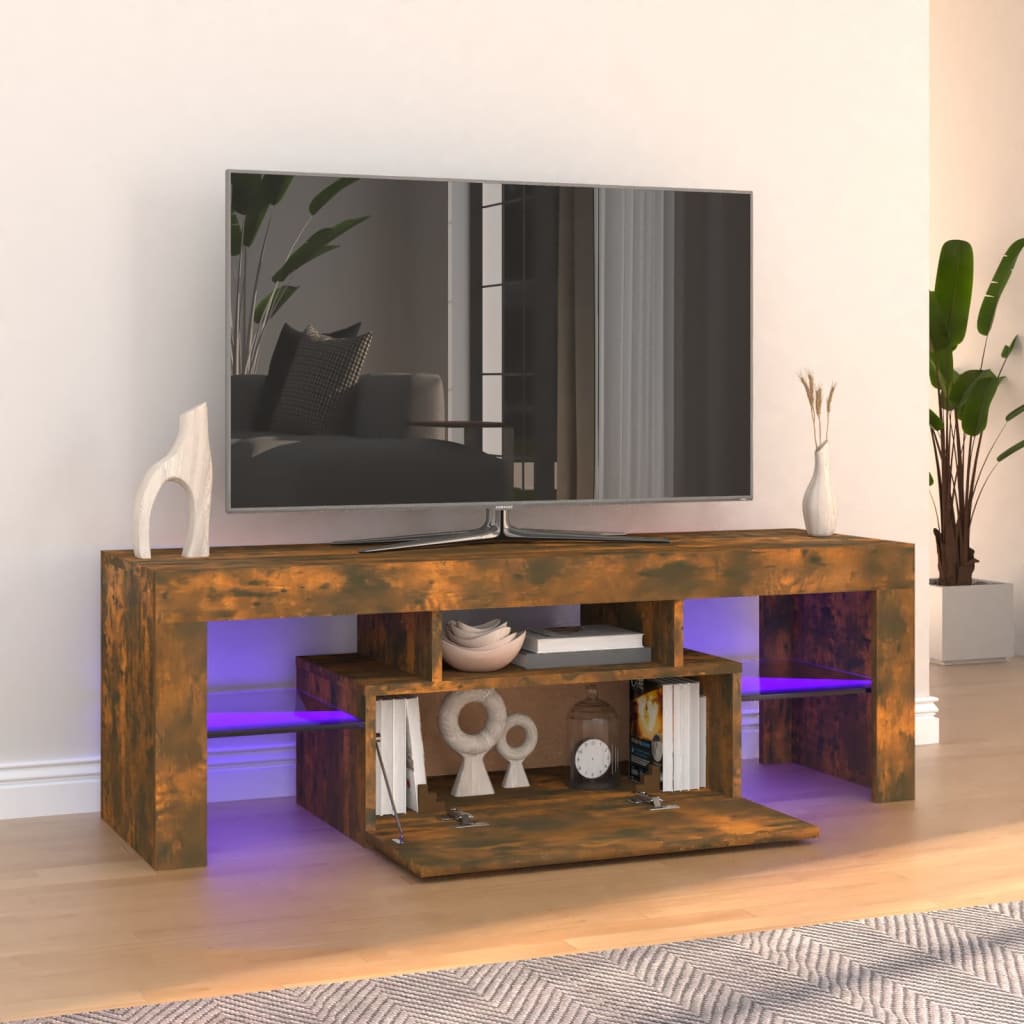 vidaXL TV ormarić s LED svjetlima boja dimljenog hrasta 120x35x40 cm