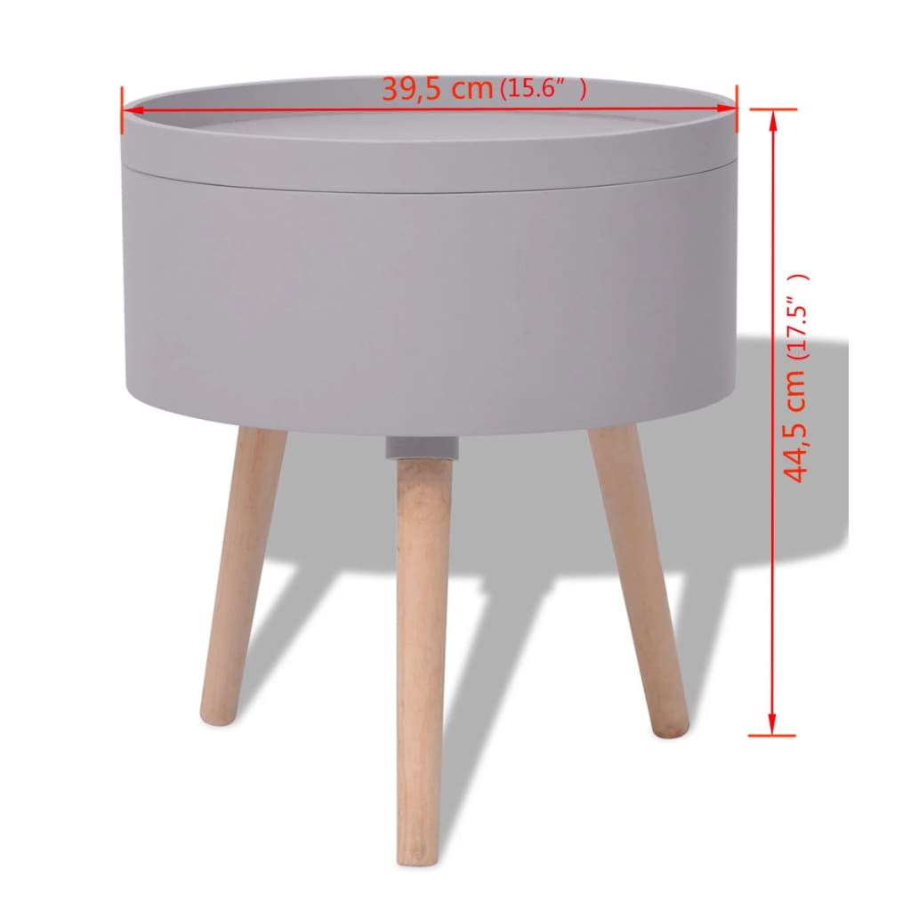 vidaXL Bočni stol sa poslužavnikom Okrugli 39,5x44,5 cm sivi