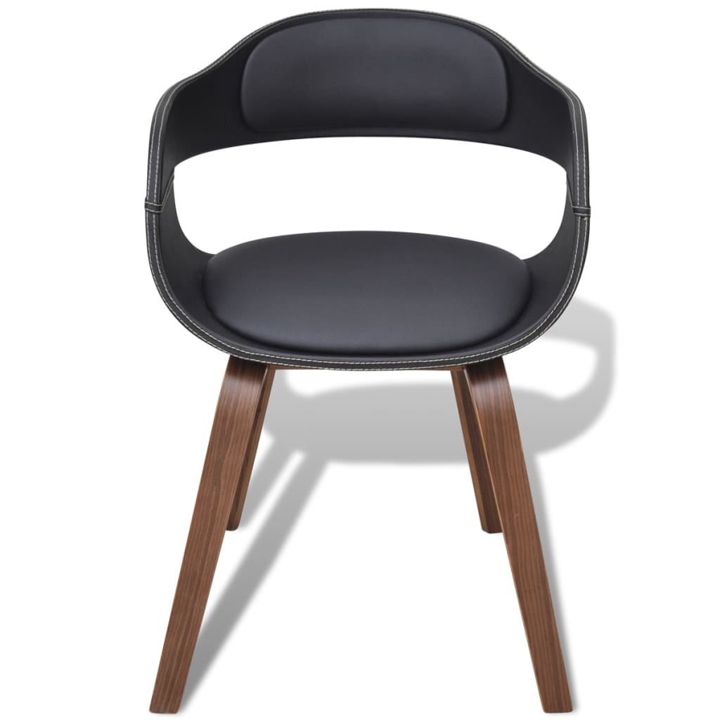 vidaXL Blagovaonske stolice od zaobljenog drva i umjetne kože 6 kom crne