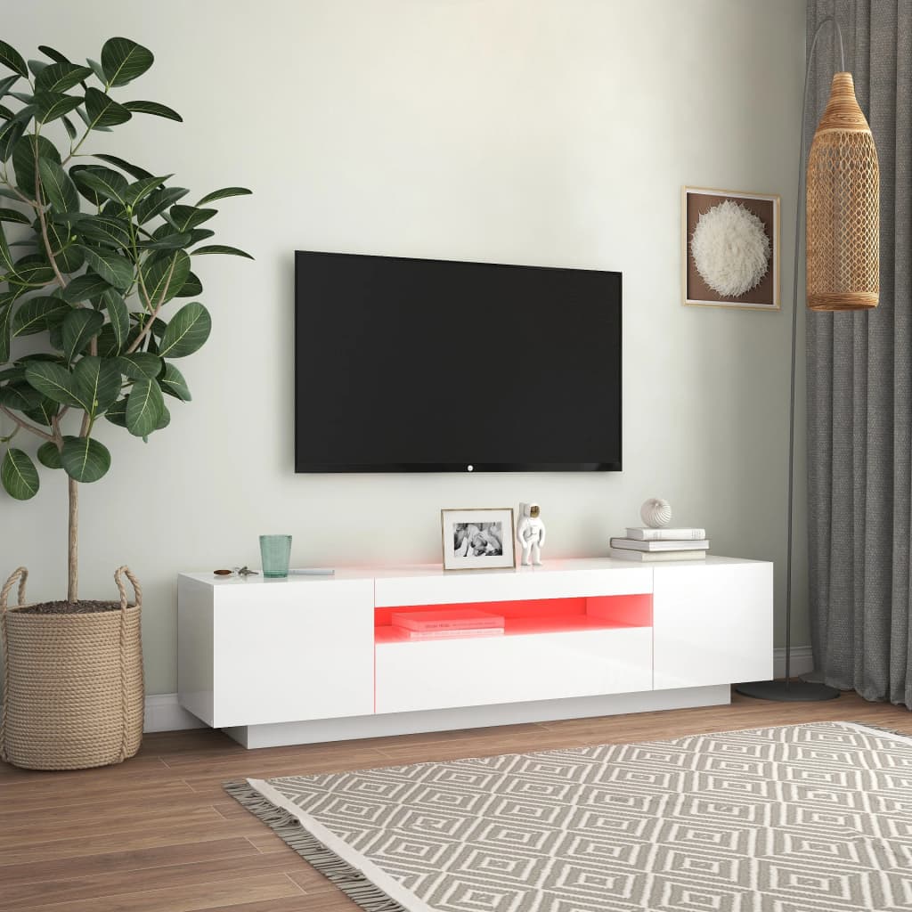 vidaXL TV ormarić s LED svjetlima visoki sjaj bijeli 160 x 35 x 40 cm
