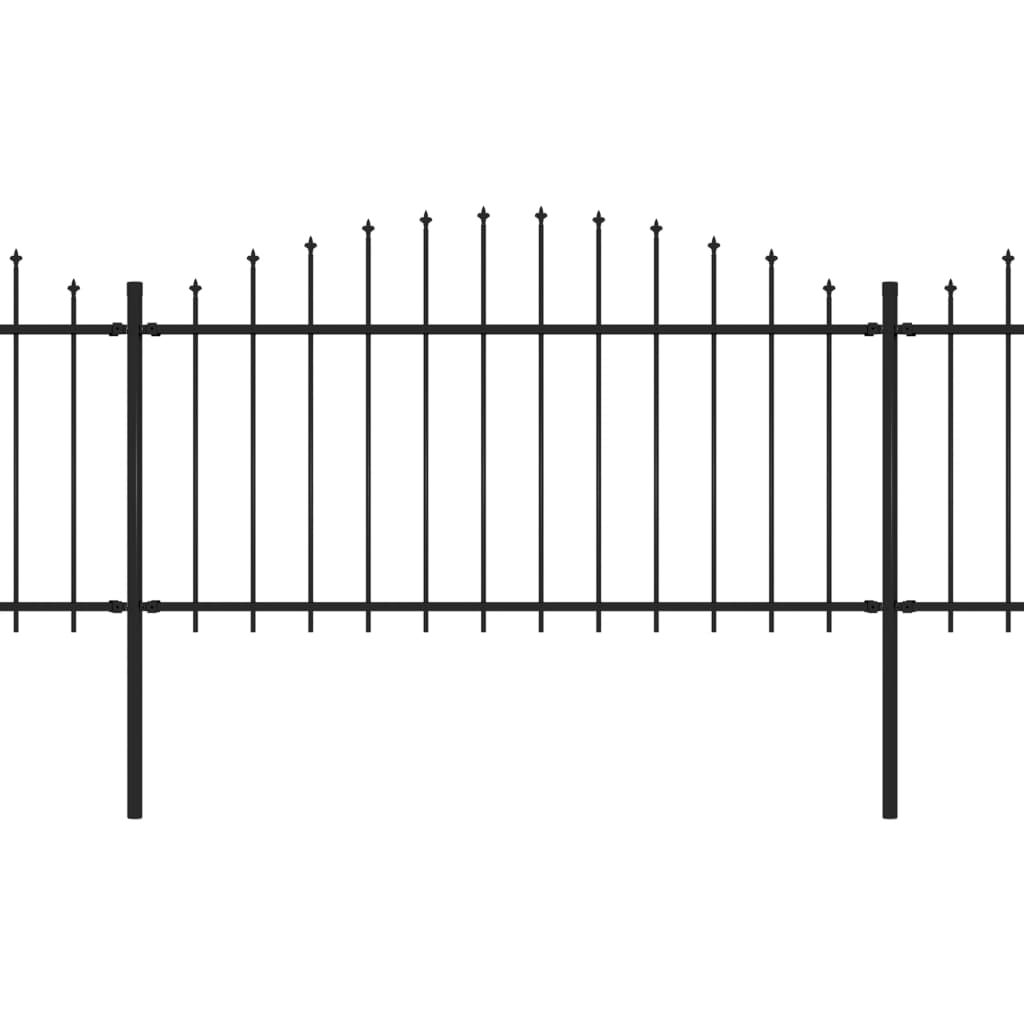 vidaXL Vrtna ograda s ukrasnim kopljima (1,25-1,5) x 3,4 m čelična crna
