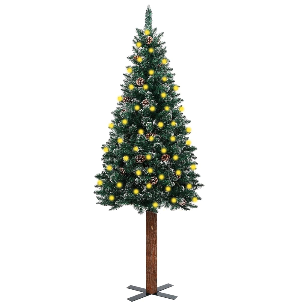 vidaXL Tanko osvijetljeno božićno drvce sa snijegom zeleno 180 cm