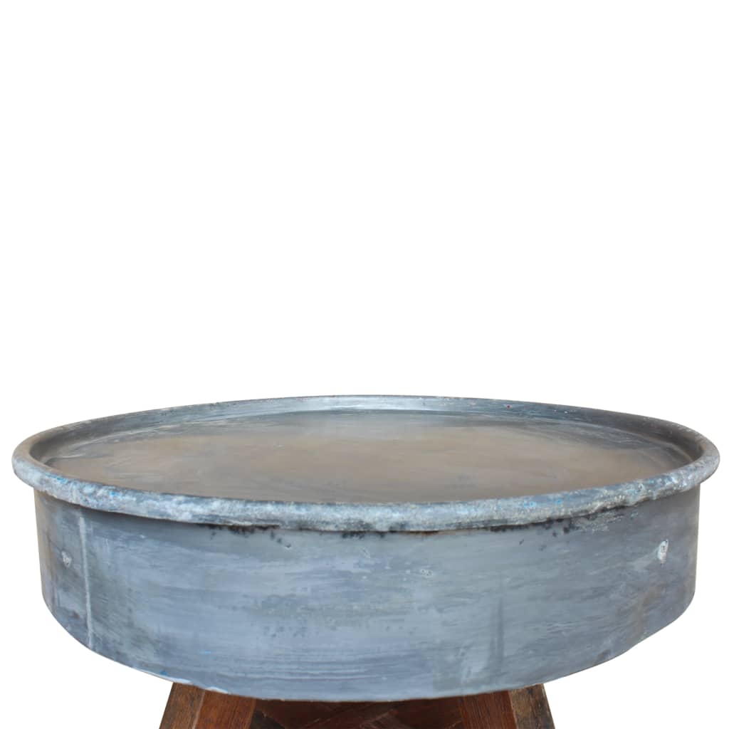 vidaXL Stolić za kavu od masivnog obnovljenog drva 60x45 cm srebrni