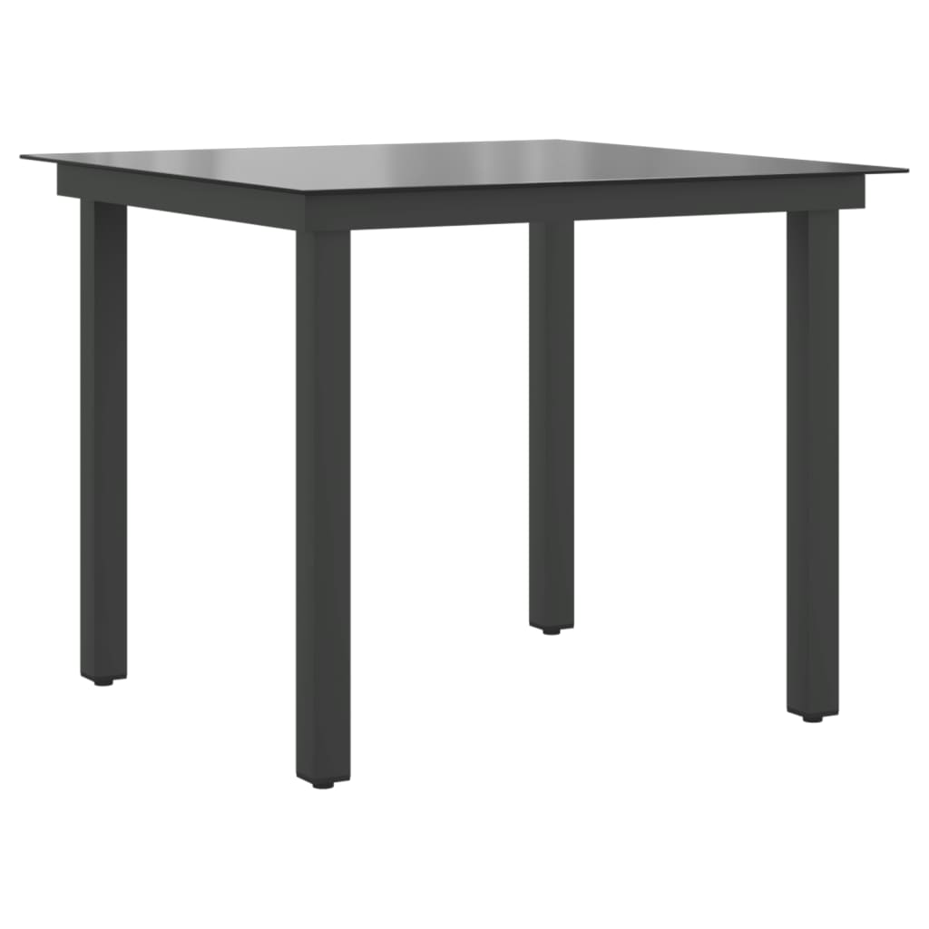vidaXL Vrtni stol crni 80 x 80 x 74 cm aluminijum i staklo