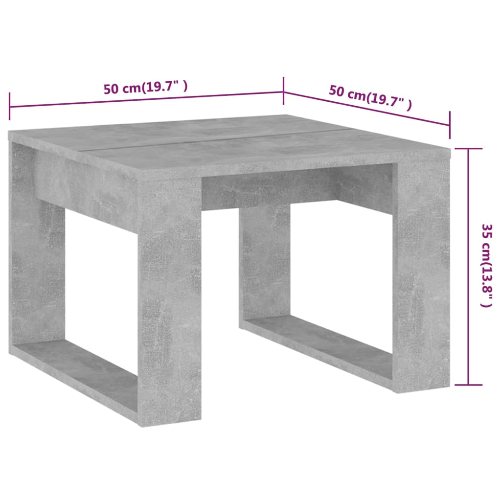 vidaXL Bočni stolić siva boja betona 50 x 50 x 35 cm od iverice